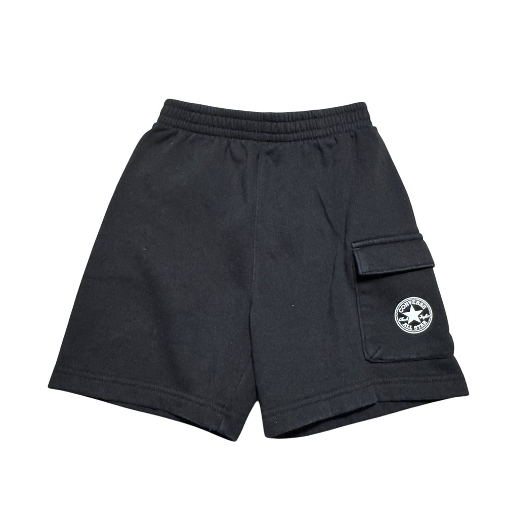 Converse Kids Black Fleece Cargo Shorts Chuck Taylor Logo Size 7 L/G 116-122cm